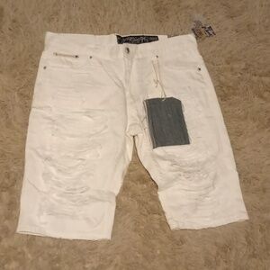 Men's White Jean Shorts